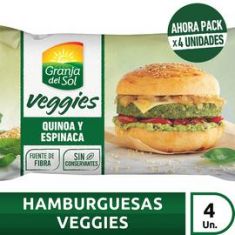 Hamburguesas Veggies Quinoa Y Espinaca Granja Del Sol 4Un