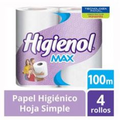 Papel Higienico Hoja Simple Higienol Max 4 X100