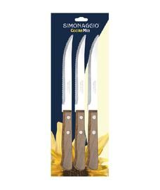 Cuchillos Con Mango De Madera Simonaggio 3 Unidades.