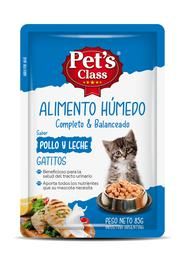 Alimento Húmedo Para Gatos Sabor Pollo Y Leche Pet´S Class 85Gr