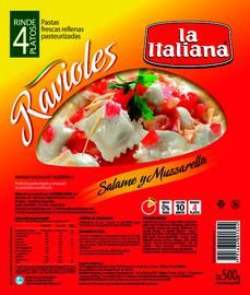 Ravioles Sabor Salame Y Mozzarella La Italiana 1Kg