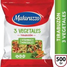 Fideos Tirabuzón 3 Vegetales Vitamina C Matarazzo 500 Gr.