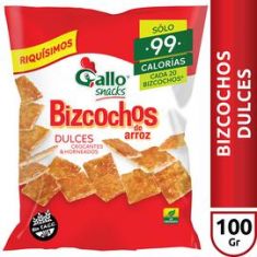 Bizcocho De Arroz Dulces Gallo Snacks 100Gr