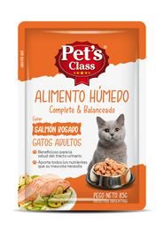Alimento Húmedo Para Gatos Sabor Salmon Rosado Y Carne Pet´S Class 85Gr