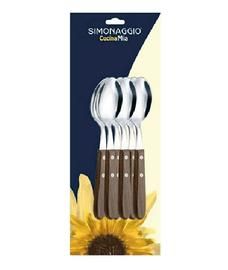 Cucharas Para Té De Acero Con Mango De Madera Simonaggio 6 Unidades.